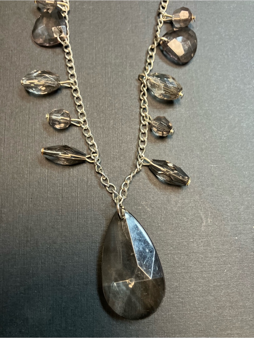 Smoky Teardrop Crystal Pendant Necklace - Women Jewelry